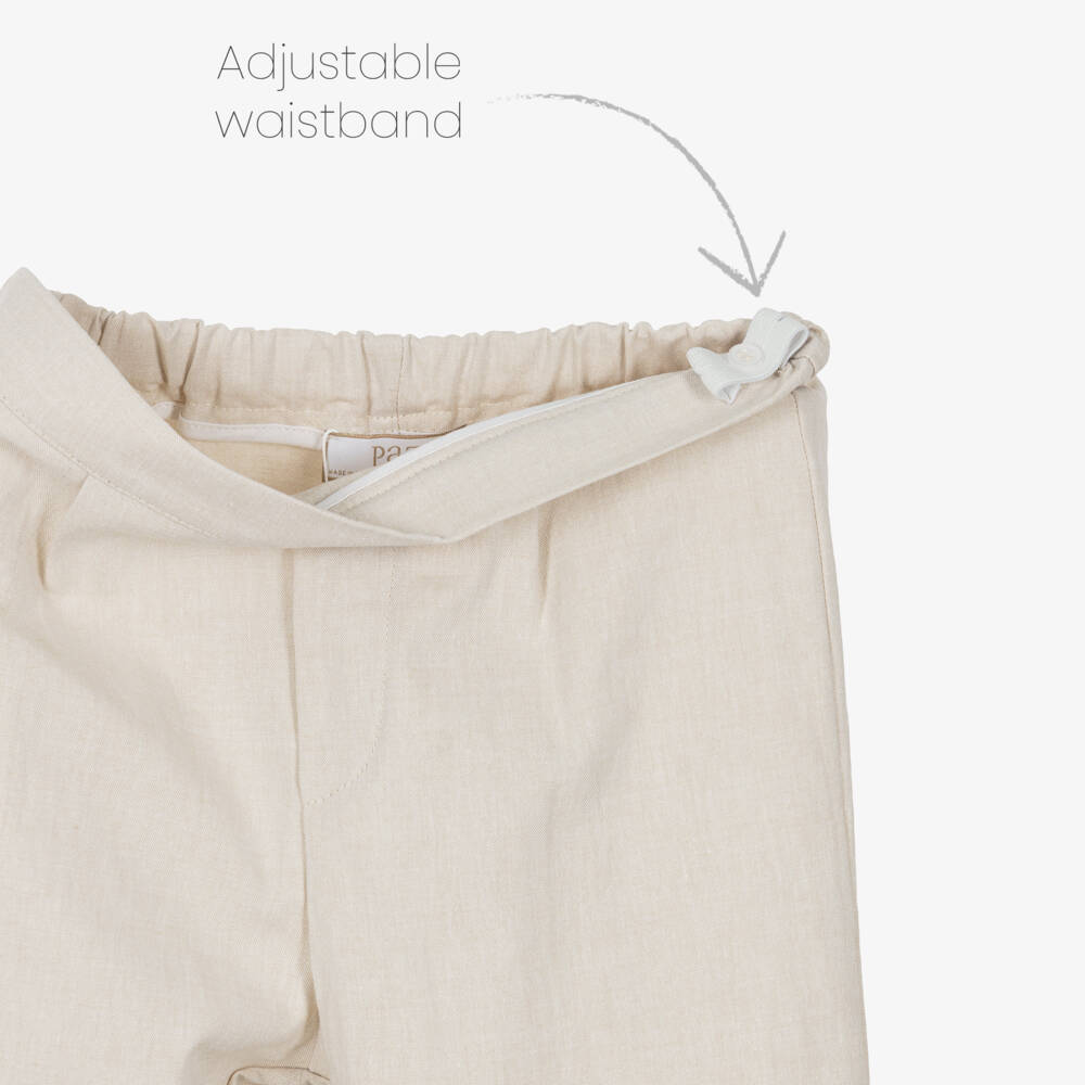 PAZ Rodríguez-Boys White & Beige Cotton Trousers Set | Childrensalon Outlet