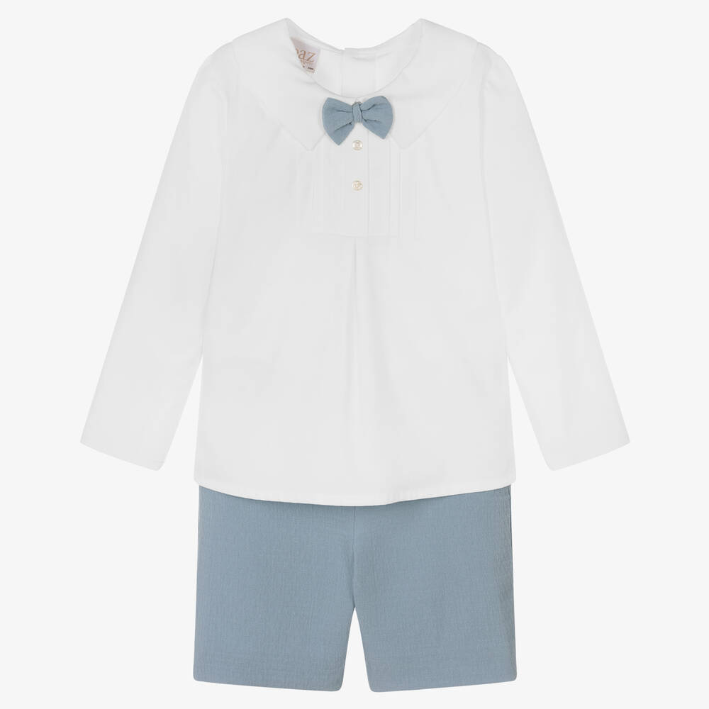 Paz Rodríguez - Белая рубашка и голубые шорты из хлопка | Childrensalon