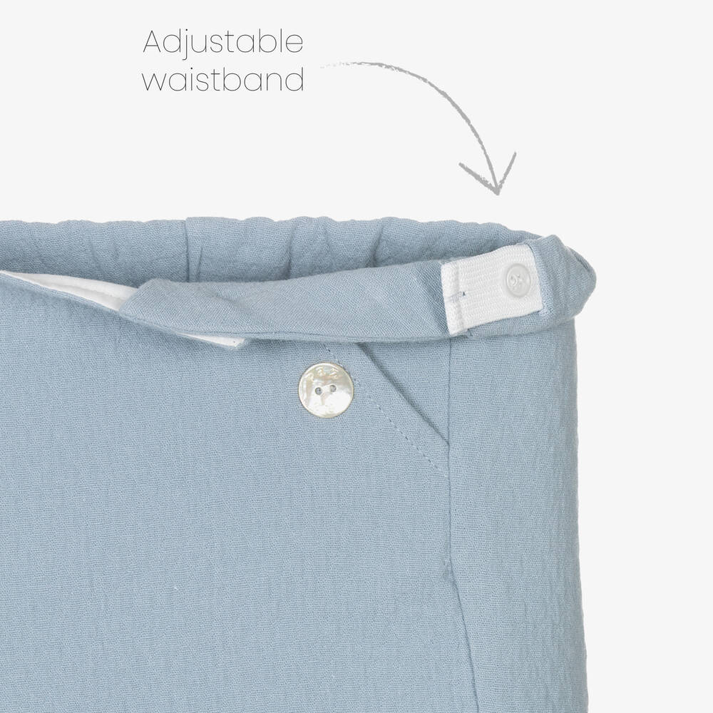 PAZ Rodríguez-طقم شورت قطن وجاكارد لون أبيض وأزرق للأولاد | Childrensalon Outlet