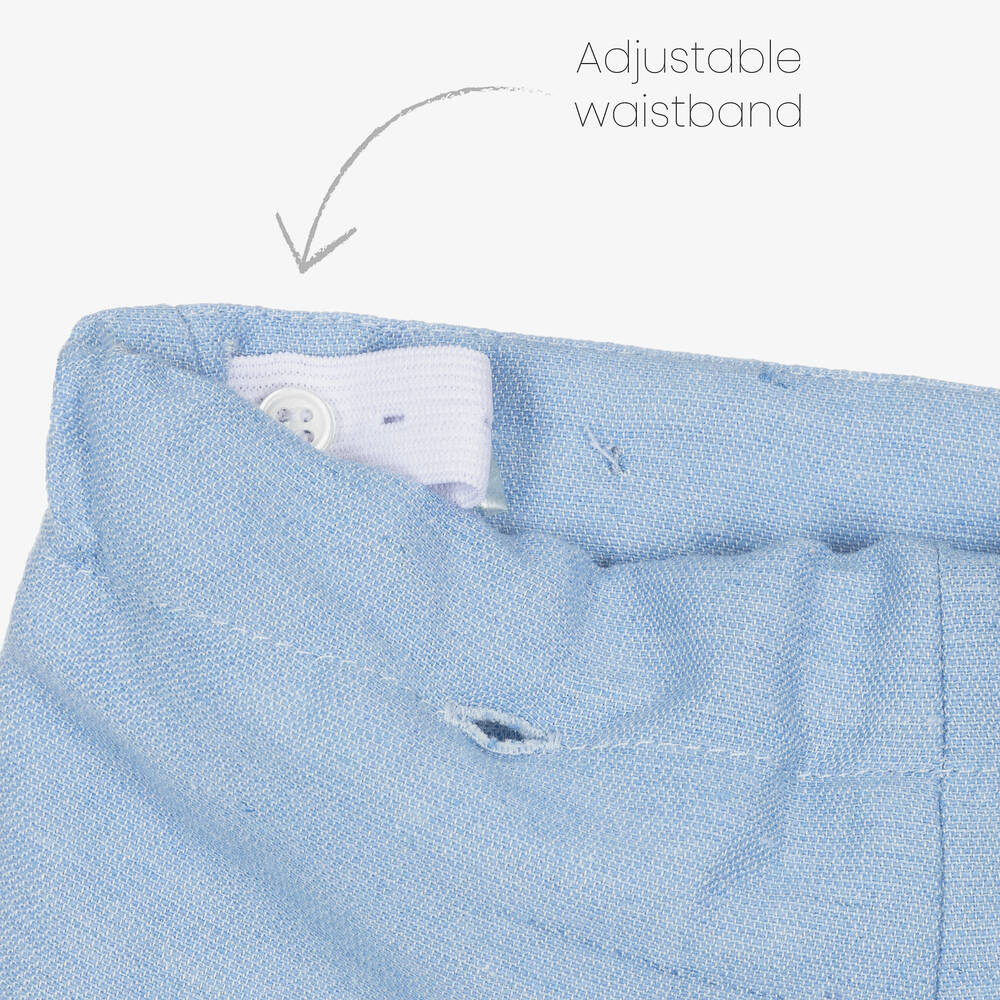 PAZ Rodríguez-طقم شورت أطفال ولادي قطن لون أبيض وأزرق | Childrensalon Outlet