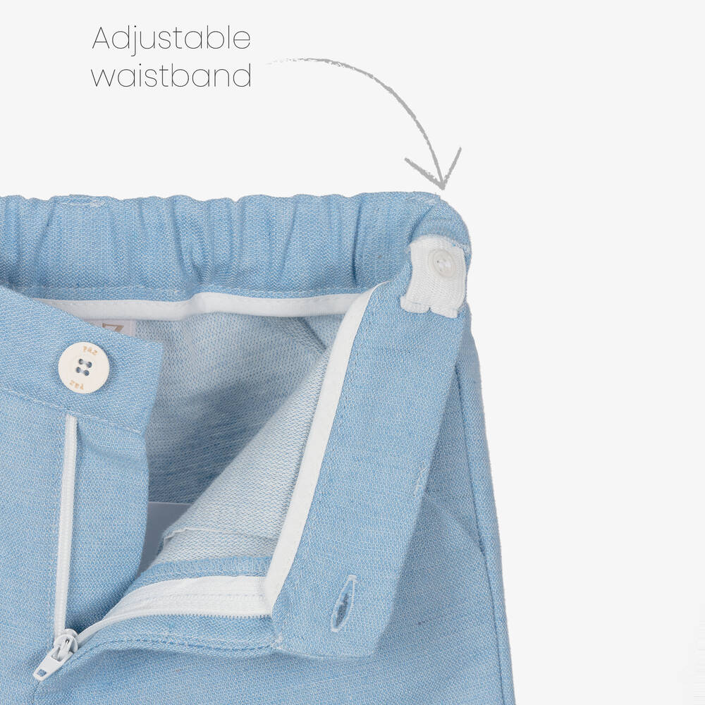 PAZ Rodríguez-طقم شورت قطن سيرسوكر لون أبيض وأزرق للأولاد | Childrensalon Outlet