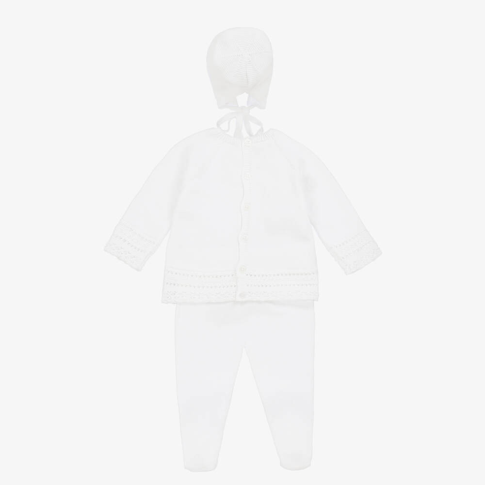 PAZ Rodríguez-Boys White Cozy Knit Set | Childrensalon Outlet