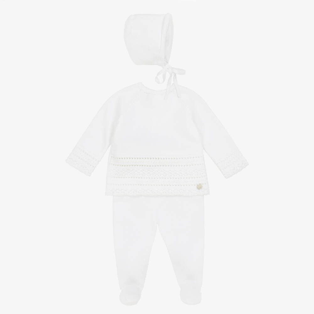PAZ Rodríguez-Boys White Cozy Knit Set | Childrensalon Outlet