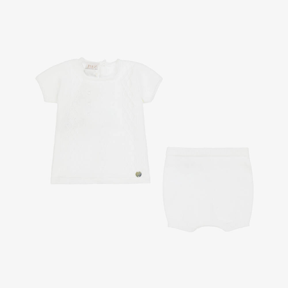PAZ Rodríguez-Boys' White Knit Shorts Ensemble | Childrensalon Outlet