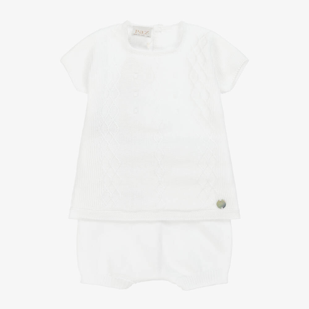 PAZ Rodríguez-Boys' White Knit Shorts Ensemble | Childrensalon Outlet