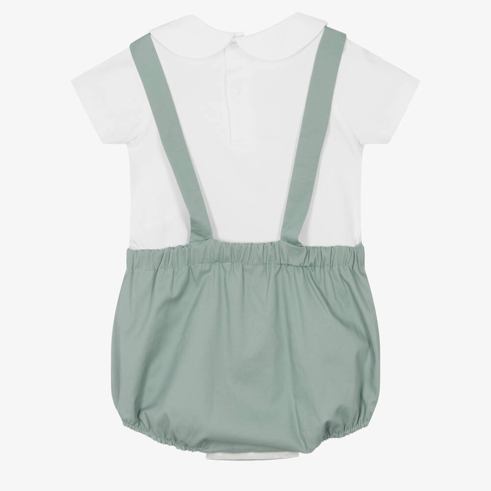 PAZ Rodríguez-Белый топ и зеленый полукомбинезон | Childrensalon Outlet