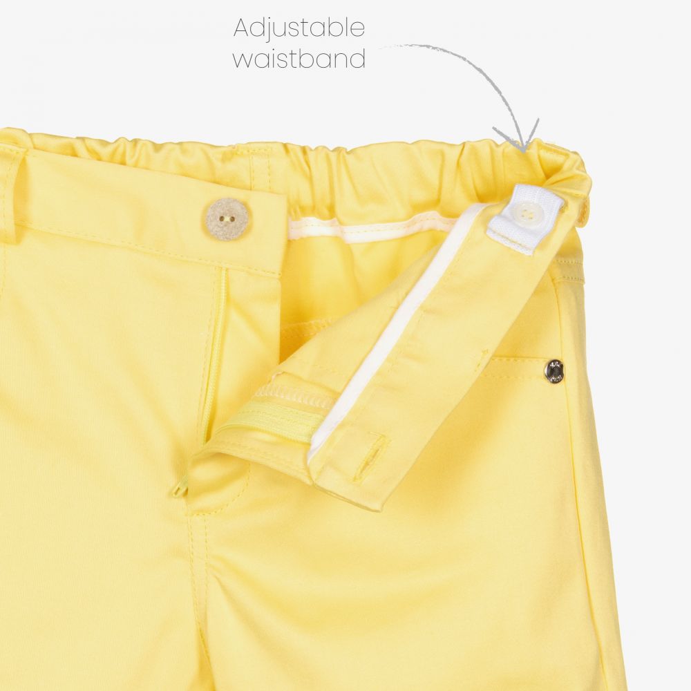 PAZ Rodríguez-طقم شورت أطفال ولادي مزيج قطن وكتان لون أصفر وأبيض | Childrensalon Outlet