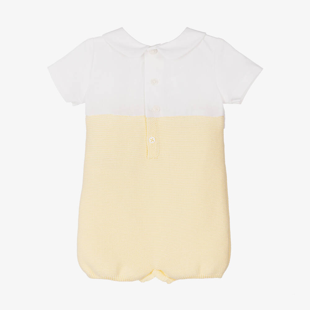 PAZ Rodríguez-Boys Yellow Knit Cotton Romper | Childrensalon Outlet
