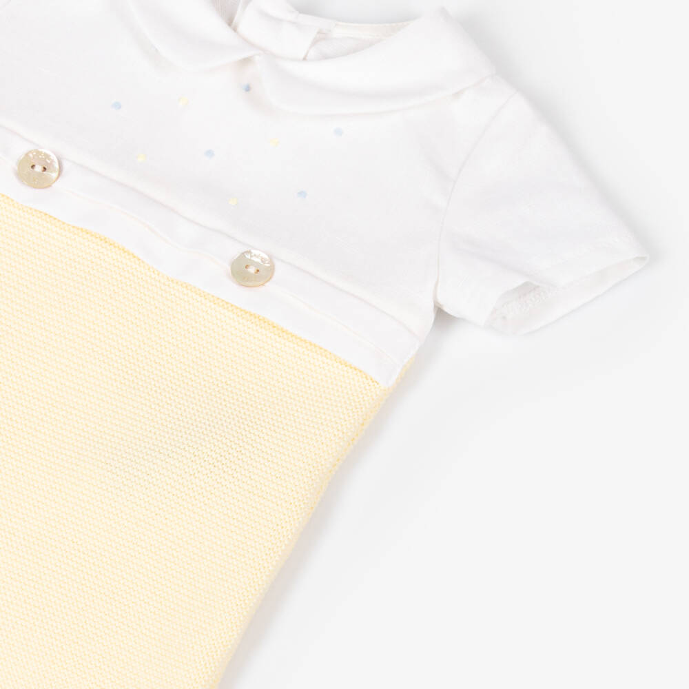 PAZ Rodríguez-Boys Yellow Knit Cotton Romper | Childrensalon Outlet