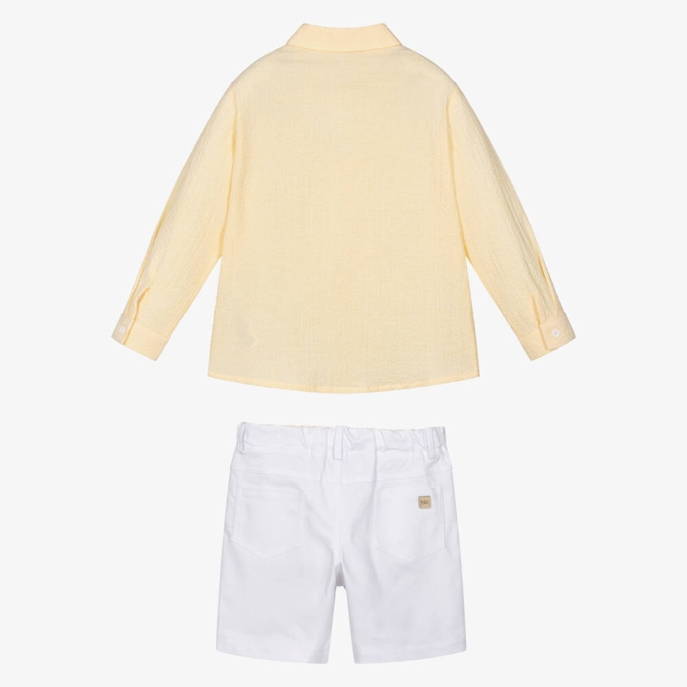 PAZ Rodríguez-Boys Yellow Shirt & White Cotton Shorts Set | Childrensalon Outlet