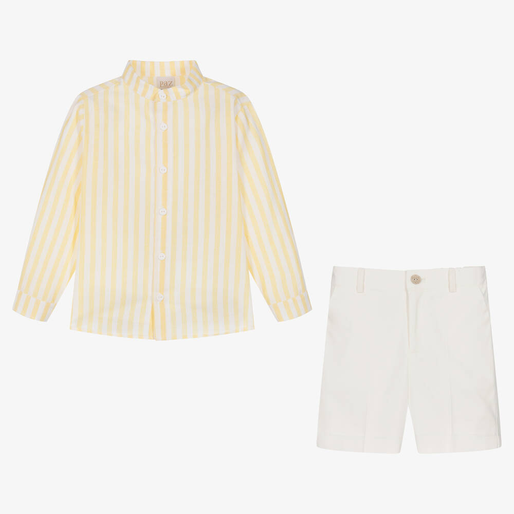 PAZ Rodríguez-Boys Yellow Stripe Shorts Set | Childrensalon Outlet