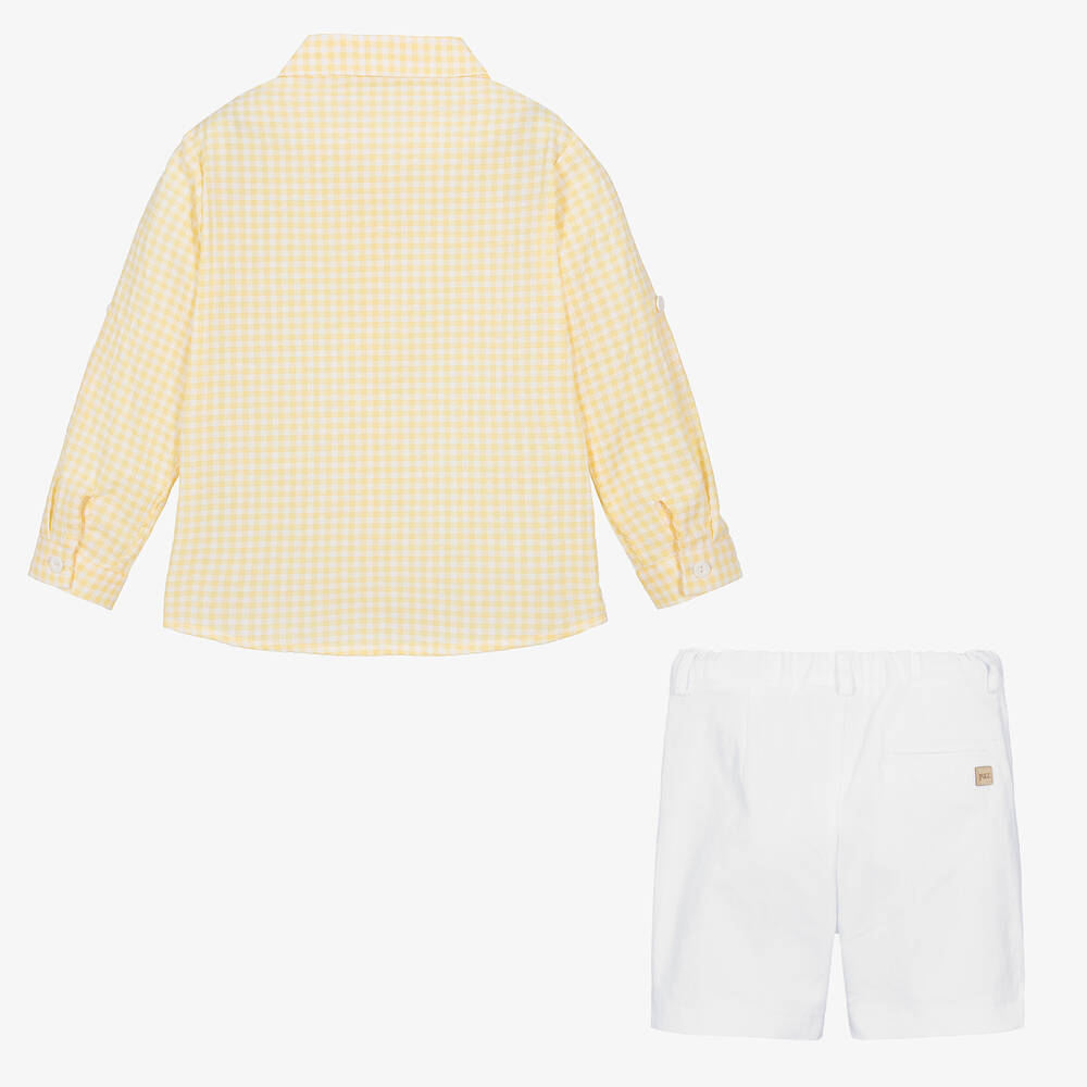 PAZ Rodríguez-Boys Yellow & White Cotton Shorts Set | Childrensalon Outlet