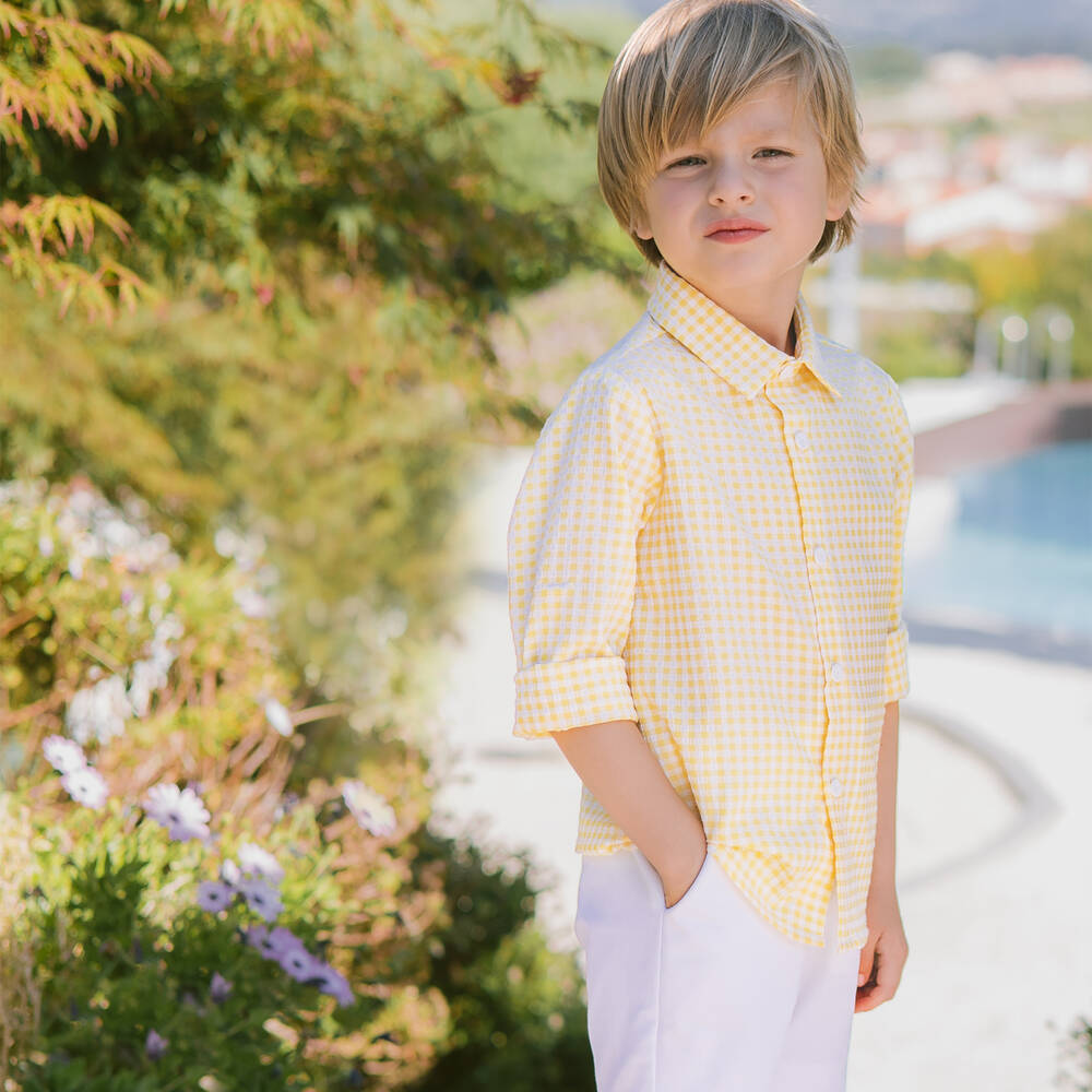PAZ Rodríguez-Boys Yellow & White Cotton Shorts Set | Childrensalon Outlet