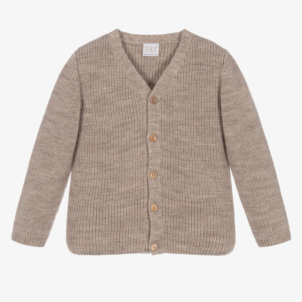 PAZ Rodríguez-Brown Knitted Wool Cardigan | Childrensalon Outlet
