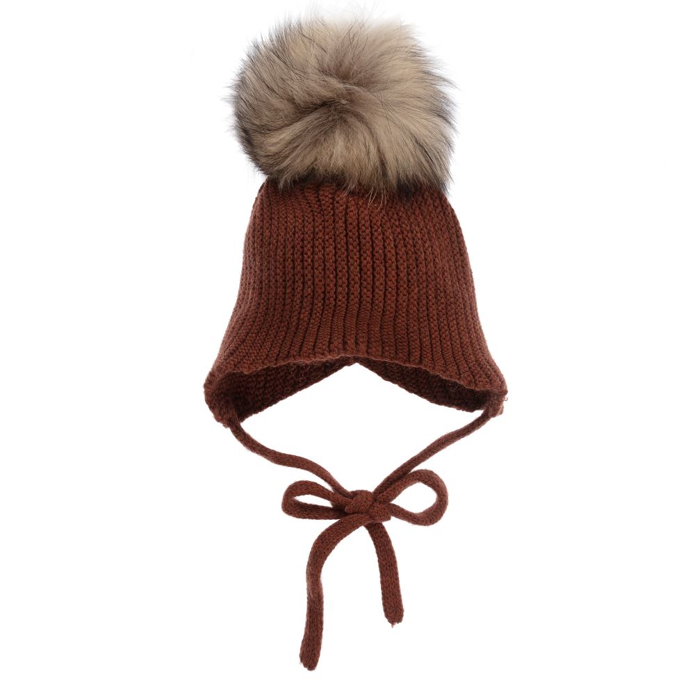 PAZ Rodríguez-Brown Wool Pom-Pom Hat | Childrensalon Outlet