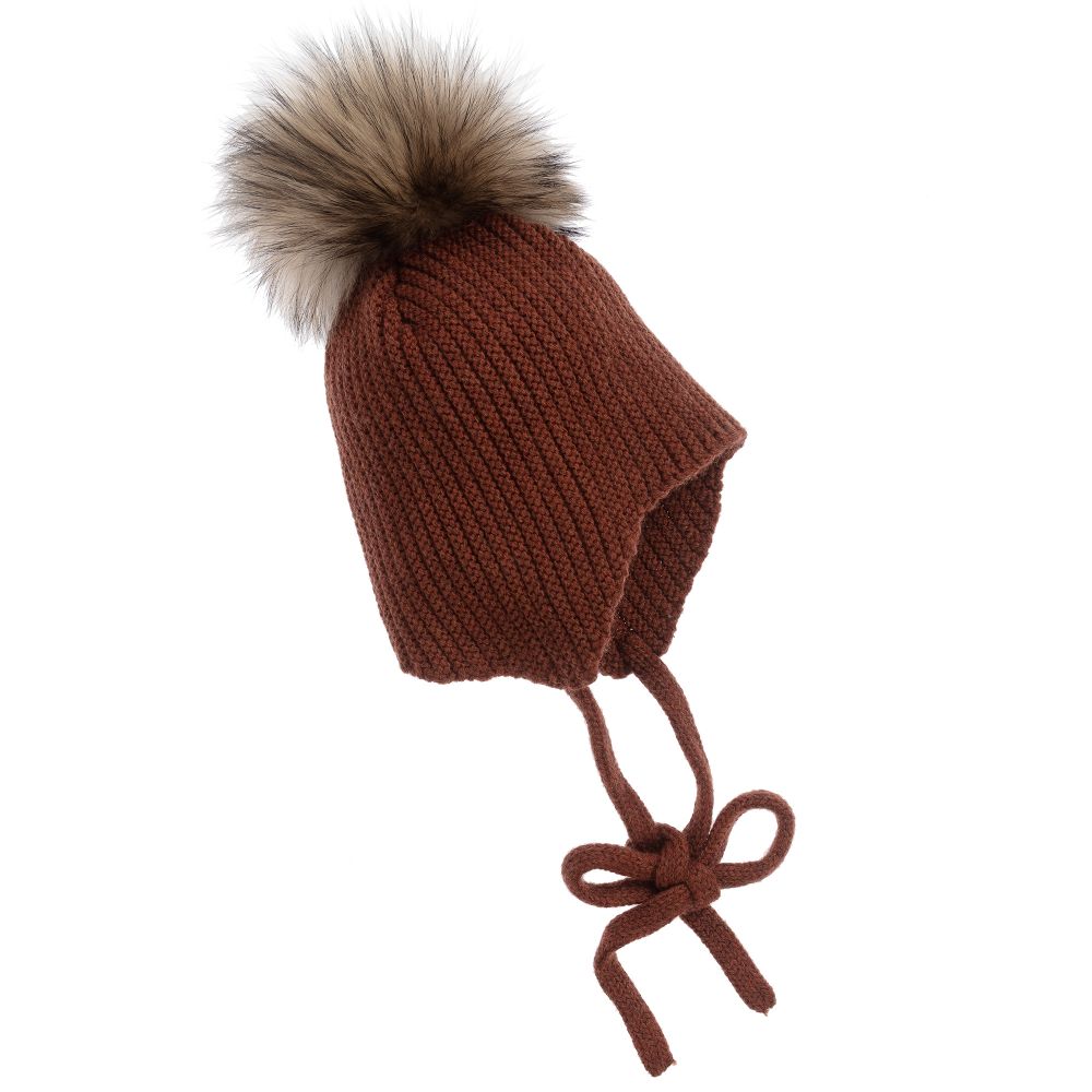 PAZ Rodríguez-Brown Wool Pom-Pom Hat | Childrensalon Outlet