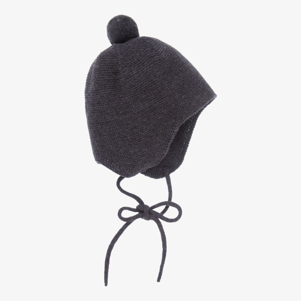 Paz Rodríguez - Dark Grey Wool Pom-Pom Hat | Childrensalon