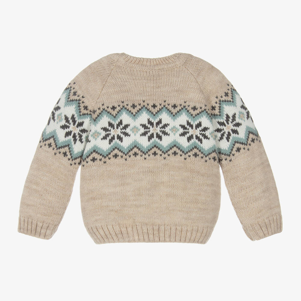 PAZ Rodríguez-Girls Beige Fair Isle Knit Jumper | Childrensalon Outlet