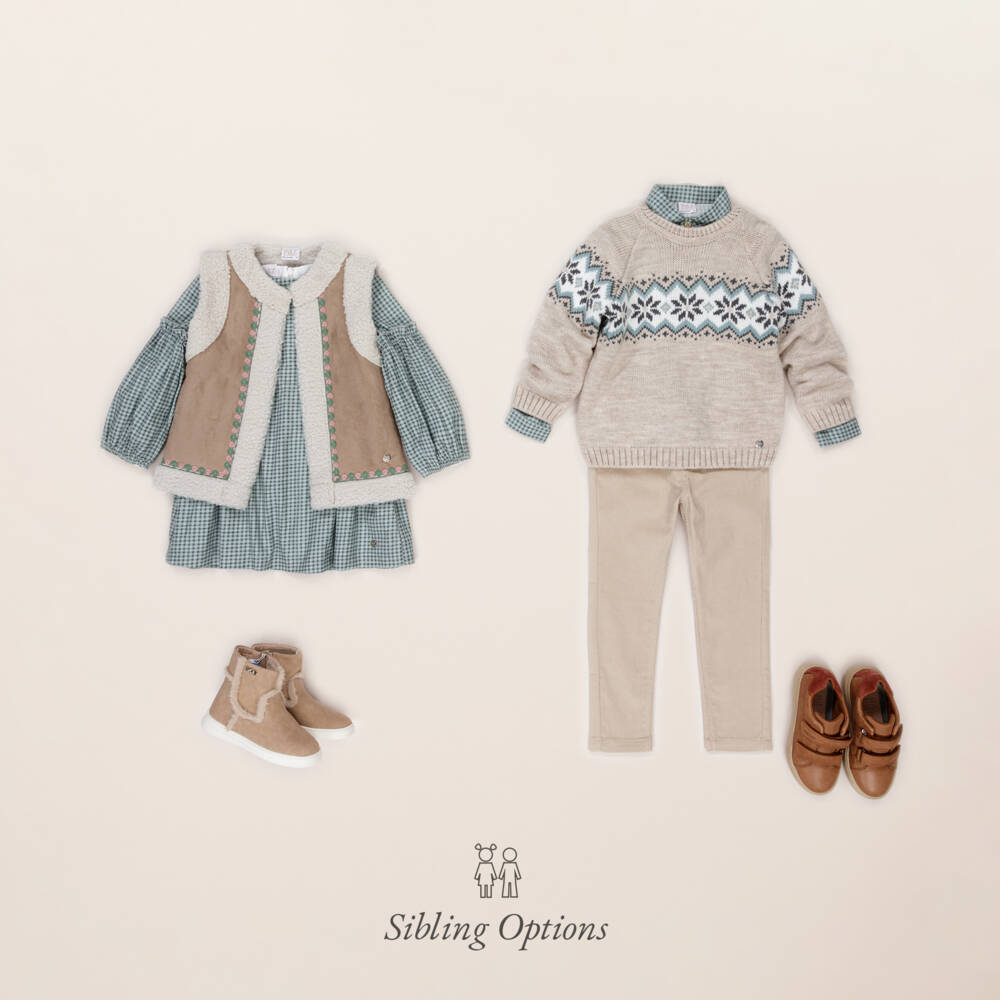PAZ Rodríguez-Girls Beige Fair Isle Knit Jumper | Childrensalon Outlet