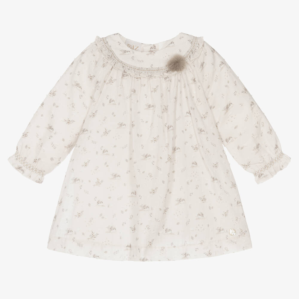 Paz Rodríguez - Girls Beige Hedgehog Dress | Childrensalon