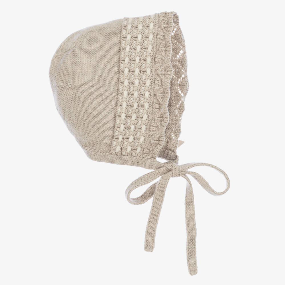 PAZ Rodríguez-Girls Beige Knit Cotton Bonnet | Childrensalon Outlet
