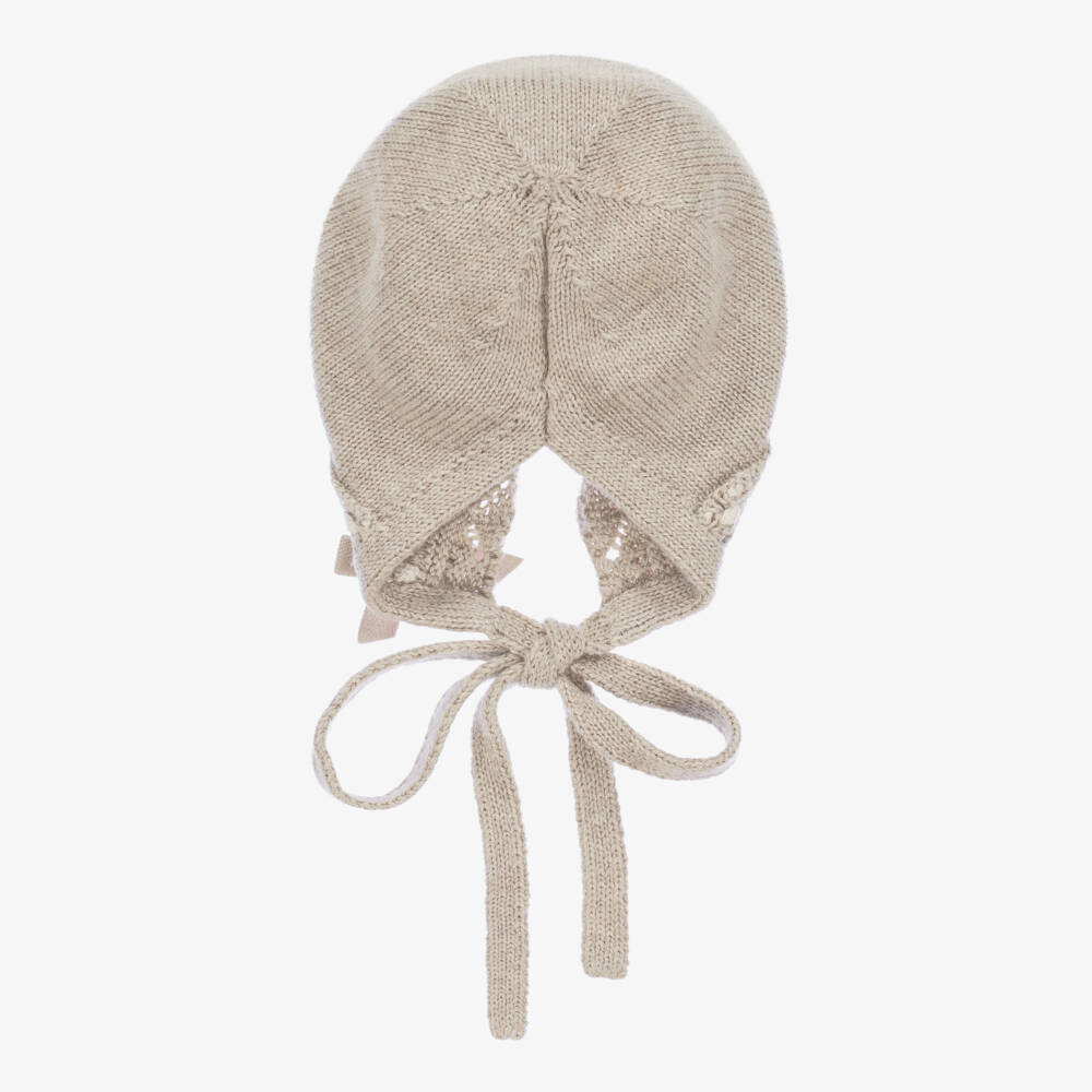 PAZ Rodríguez-Girls Beige Knit Cotton Bonnet | Childrensalon Outlet