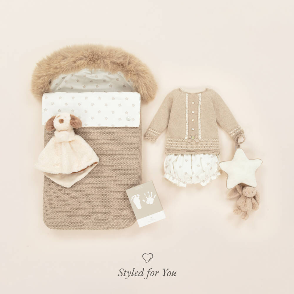 PAZ Rodríguez-Girls Beige Knit Shorts Ensemble | Childrensalon Outlet