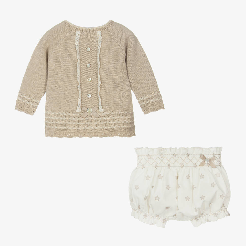 PAZ Rodríguez-Girls Beige Knit Shorts Ensemble | Childrensalon Outlet