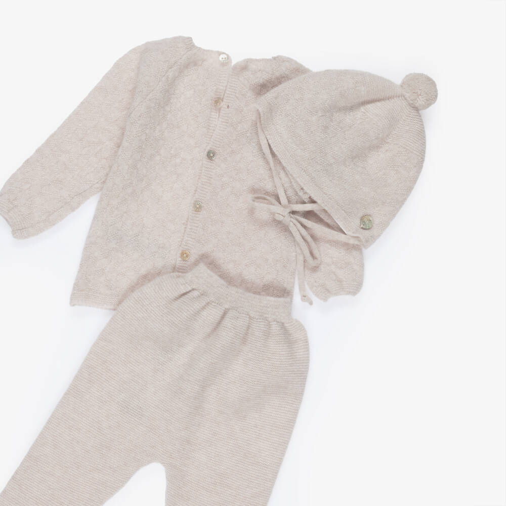 PAZ Rodríguez-Girls Beige Wool Blend Babysuit Trio | Childrensalon Outlet