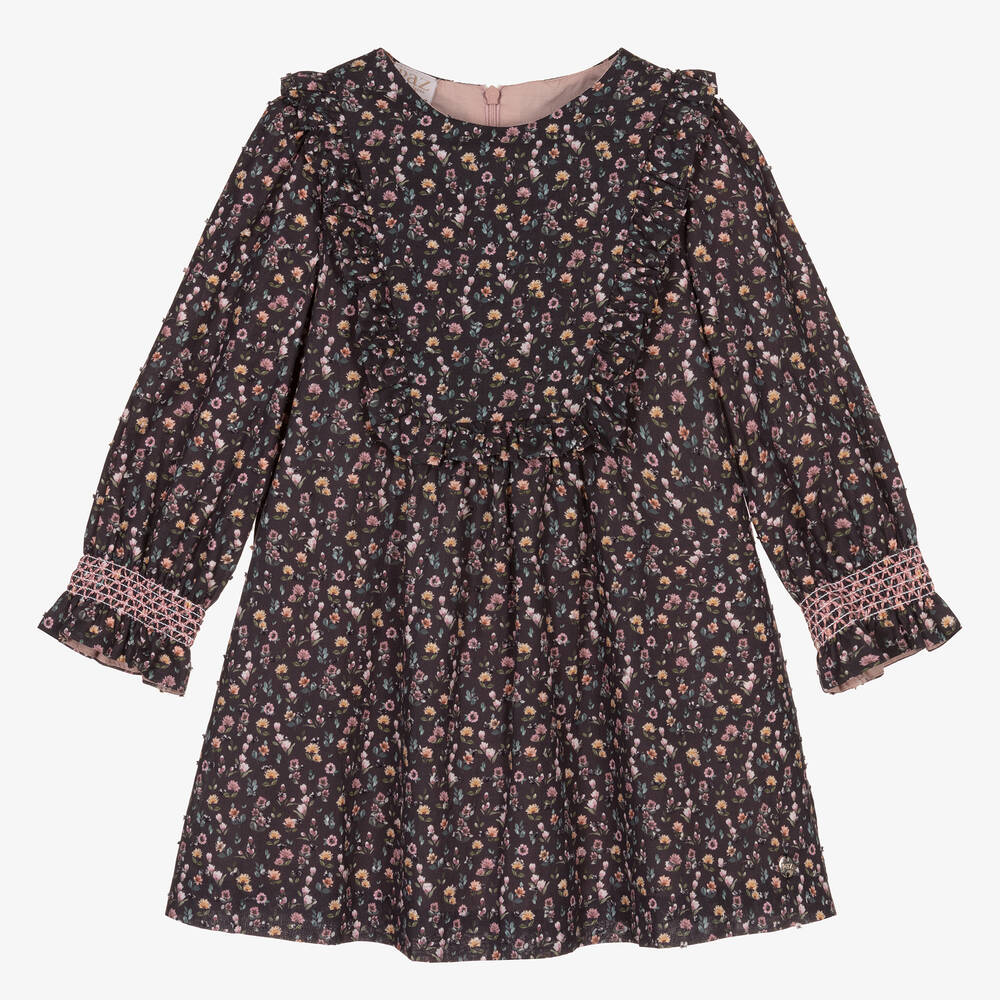 Paz Rodríguez - Girls Black Floral Dress | Childrensalon