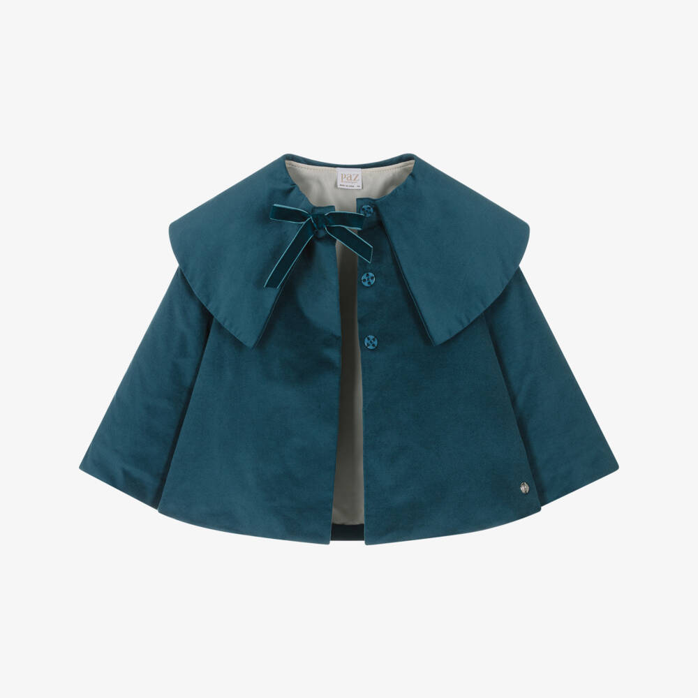 PAZ Rodríguez-Girls Blue Collared Velvet Jacket | Childrensalon Outlet