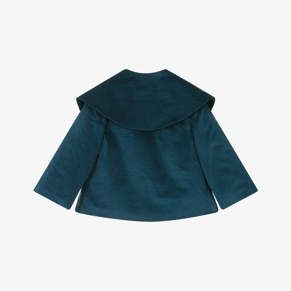 PAZ Rodríguez-Girls Blue Collared Velvet Jacket | Childrensalon Outlet
