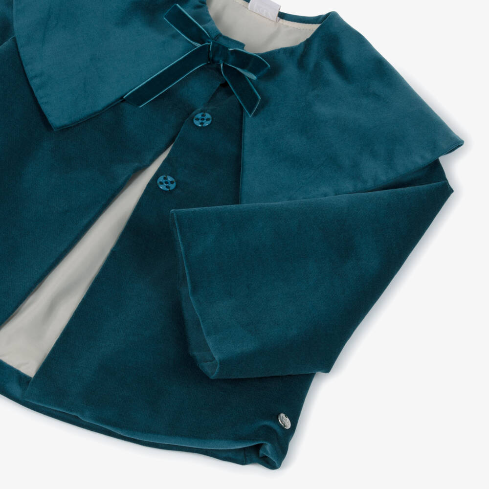 PAZ Rodríguez-Girls Blue Collared Velvet Jacket | Childrensalon Outlet