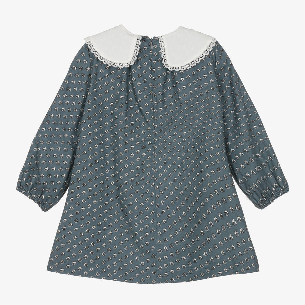PAZ Rodríguez-Girls Blue Cotton Floral Dress | Childrensalon Outlet