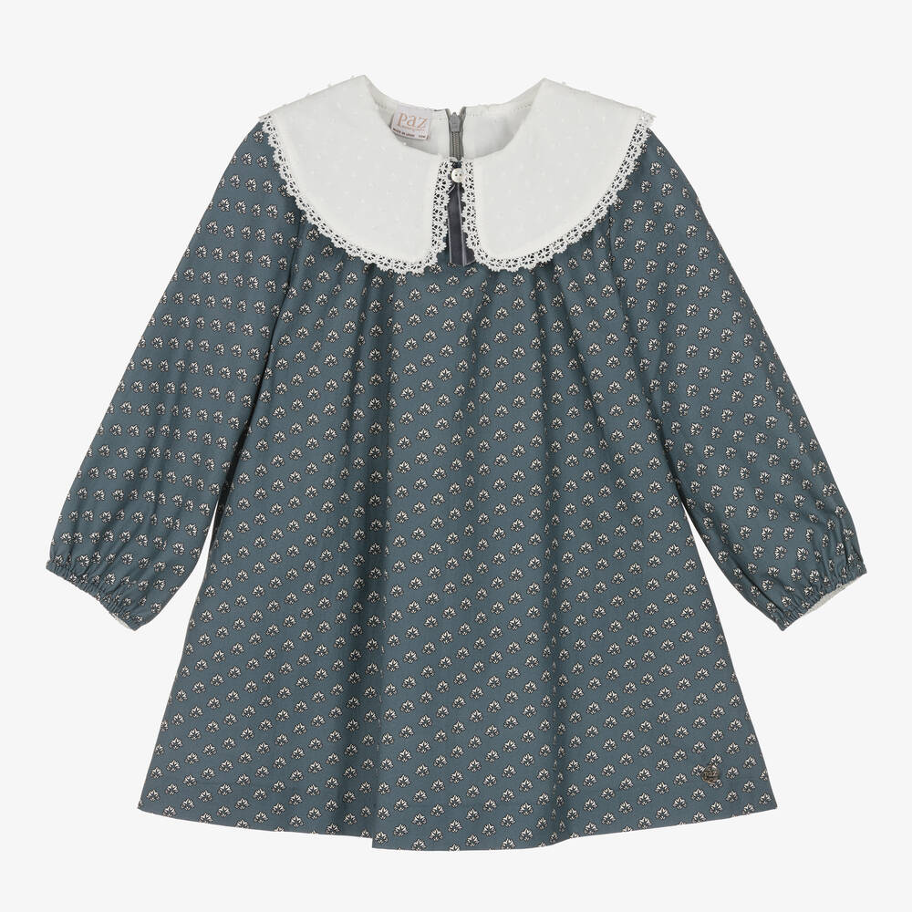 Paz Rodríguez - Girls Blue Cotton Floral Dress | Childrensalon