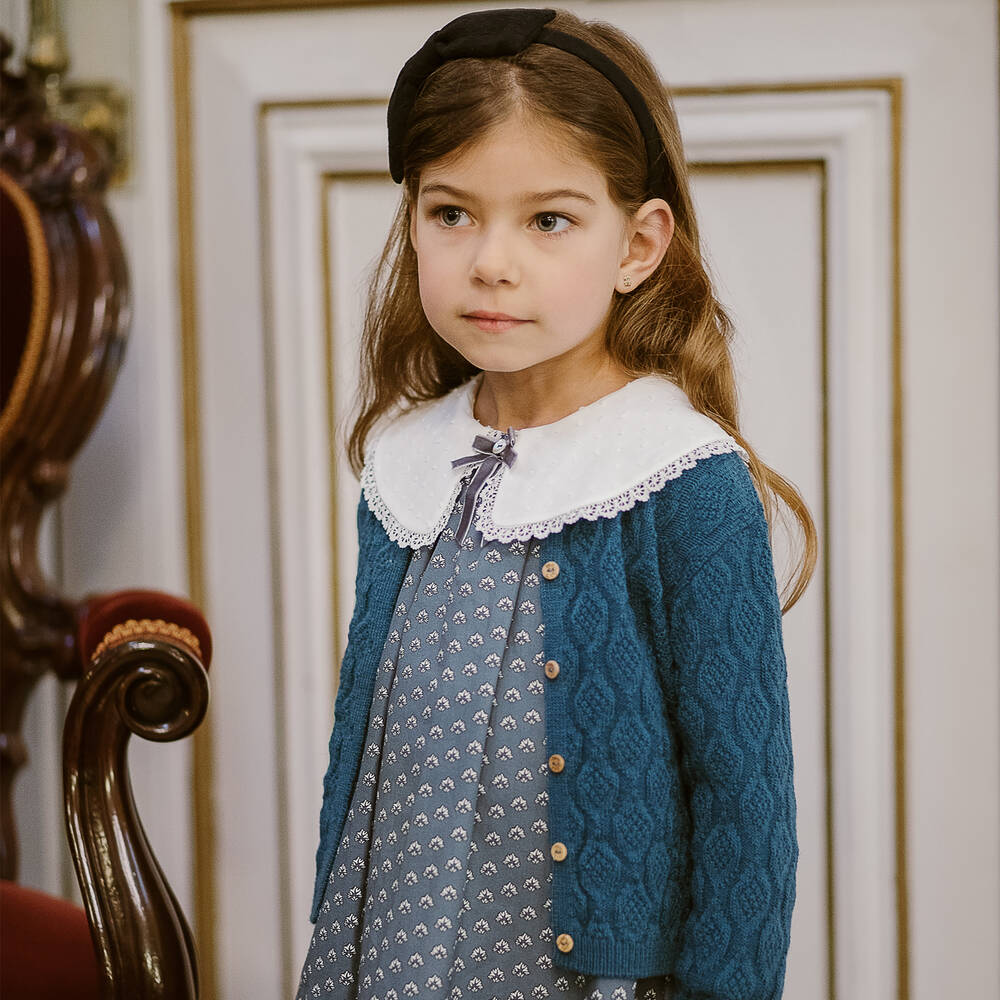 PAZ Rodríguez-Girls Blue Cotton Floral Dress | Childrensalon Outlet