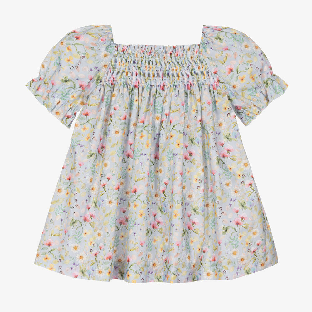 PAZ Rodríguez-Голубое хлопковое платье в цветочек | Childrensalon Outlet