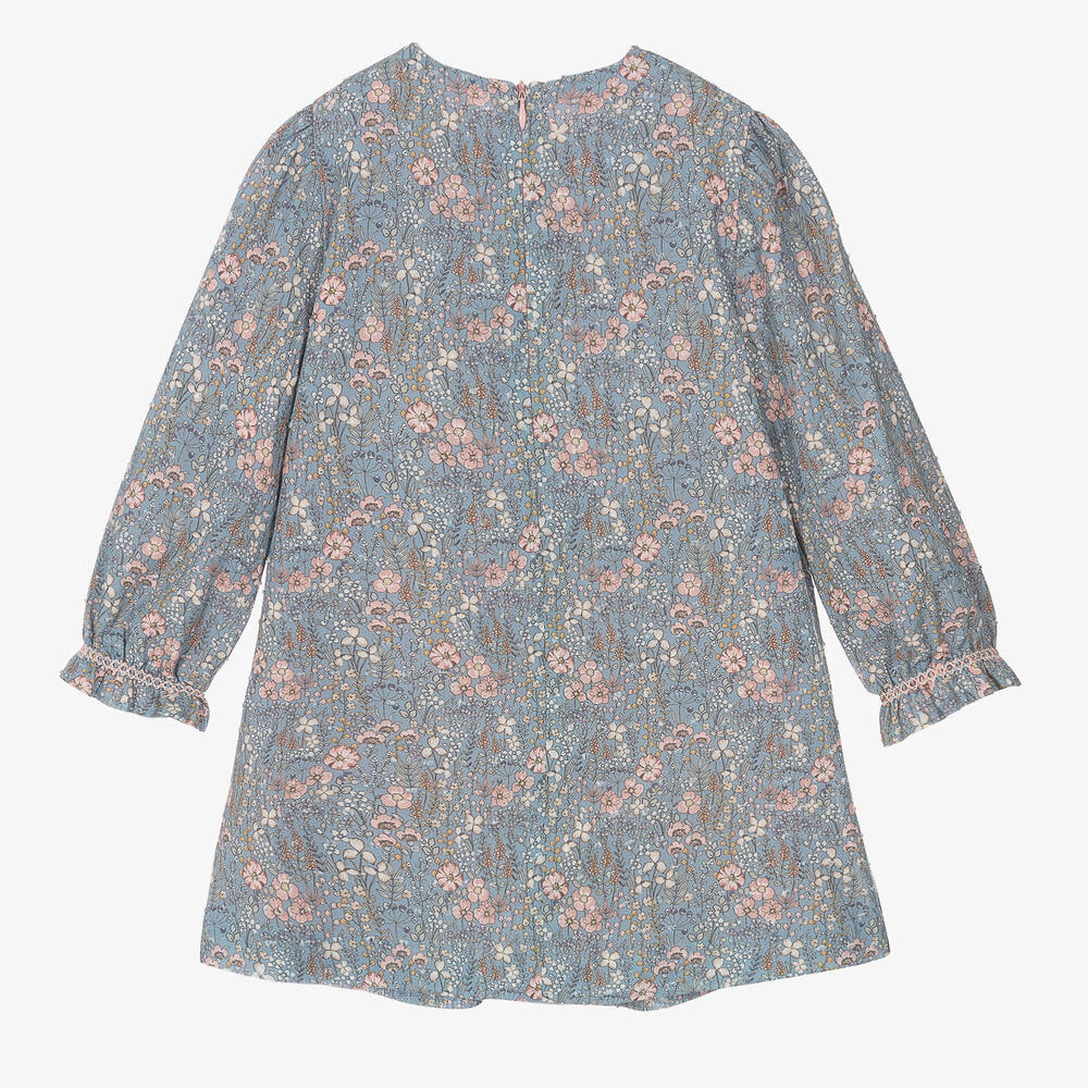 PAZ Rodríguez-Girls Blue Floral Cotton Dress | Childrensalon Outlet