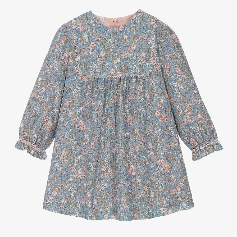 PAZ Rodríguez-Голубое хлопковое платье в цветочек | Childrensalon Outlet