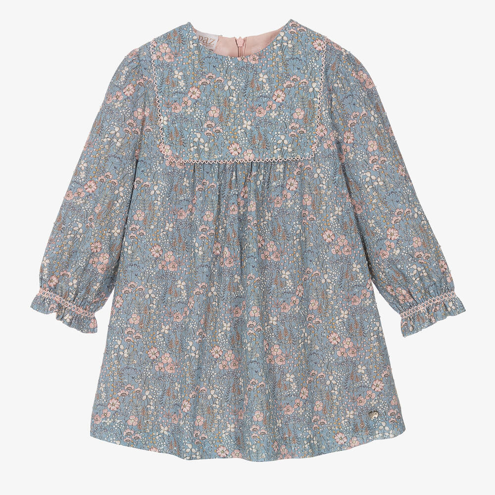 Paz Rodríguez - Girls Blue Floral Cotton Dress | Childrensalon