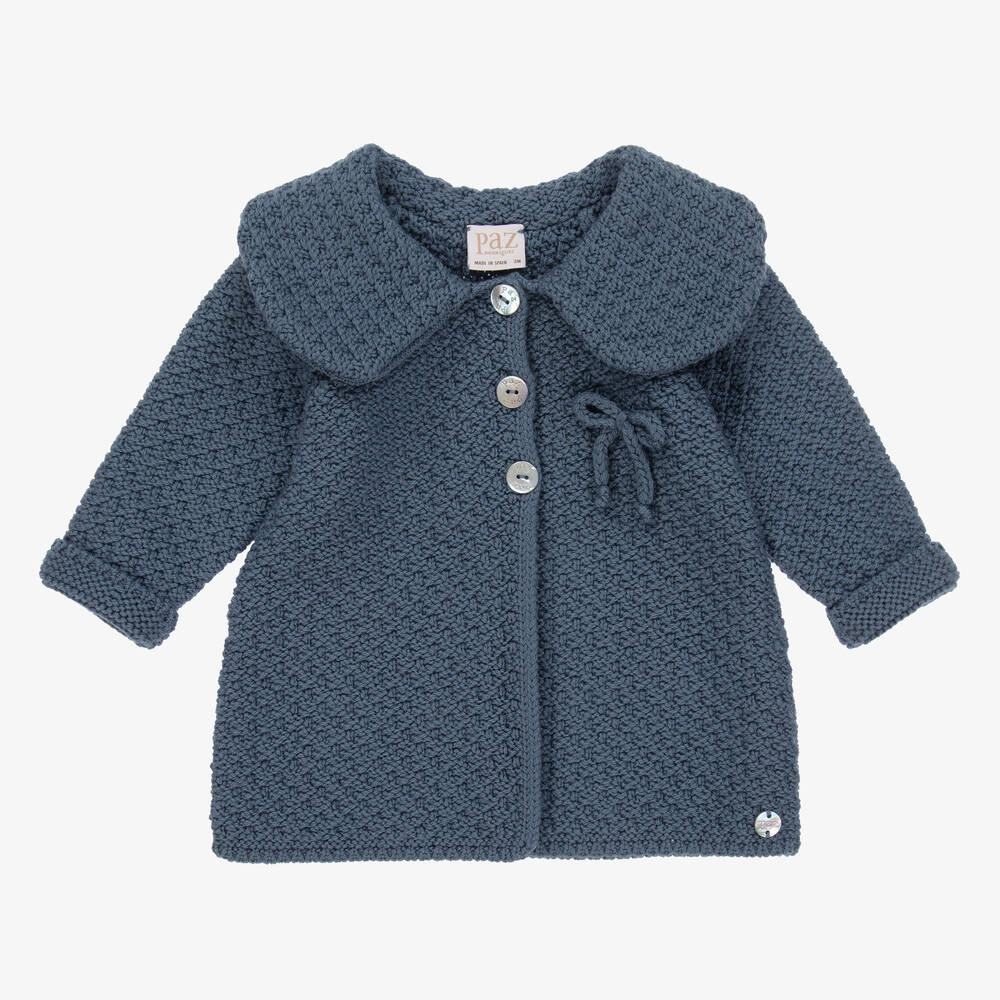 Paz Rodríguez - Girls Blue Knitted Coat | Childrensalon