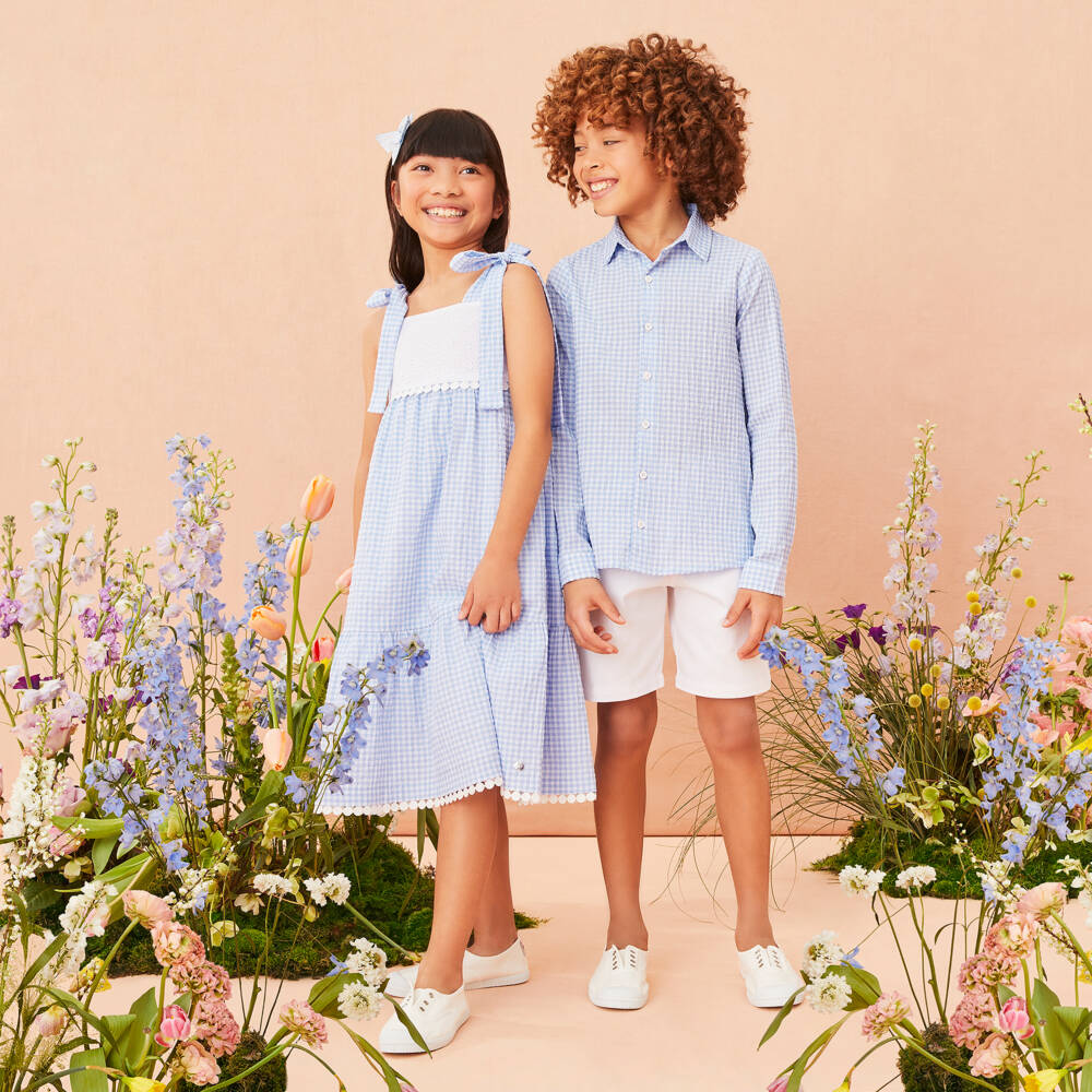 PAZ Rodríguez-Girls Blue & White Gingham Sun Dress | Childrensalon Outlet