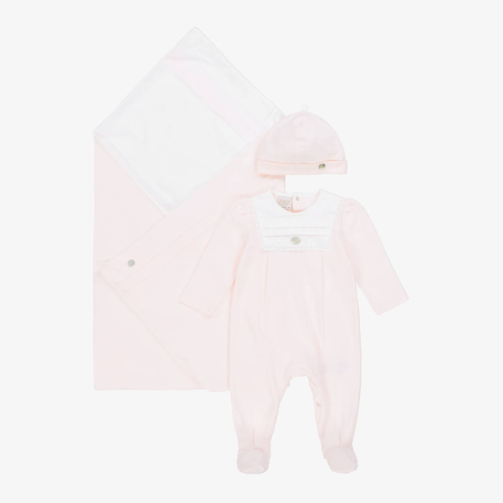 PAZ Rodríguez-Girls Blush Cotton Layette Ensemble | Childrensalon Outlet