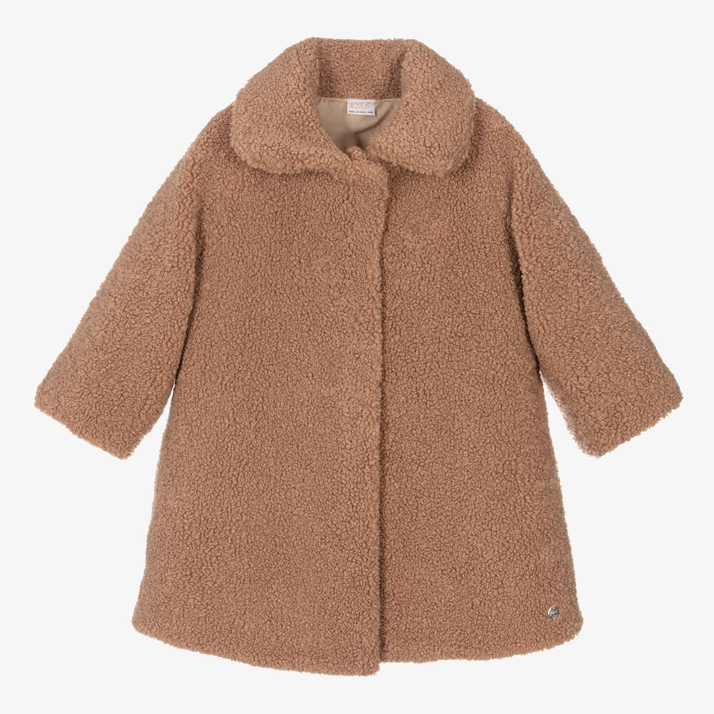 Paz Rodríguez - Коричневое пальто из плюшевого флиса для девочек | Childrensalon