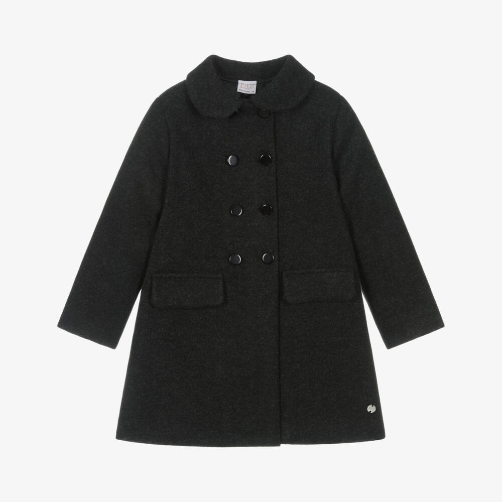 PAZ Rodríguez-معطف فحمي مزدوج الصدر للبنات | Childrensalon Outlet
