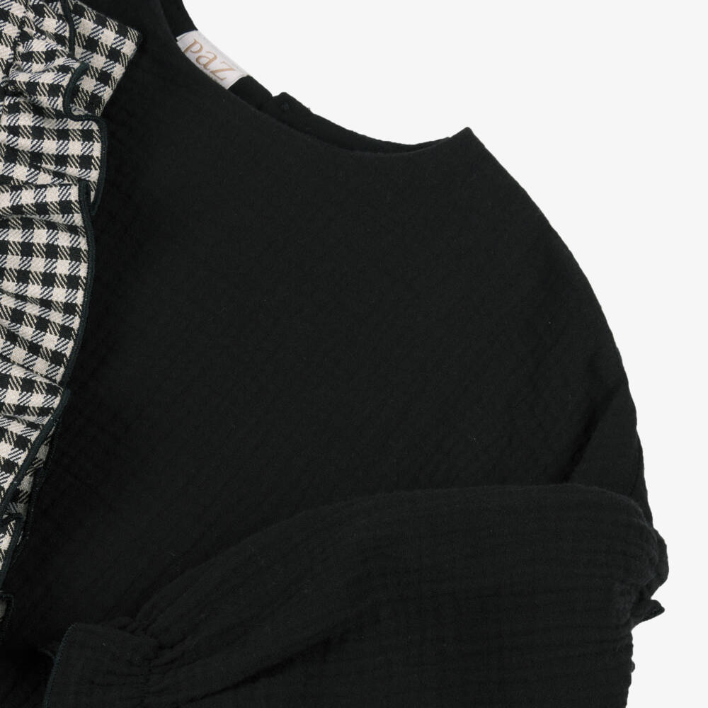 PAZ Rodríguez-Girls Checked Black Jumpsuit Ensemble | Childrensalon Outlet