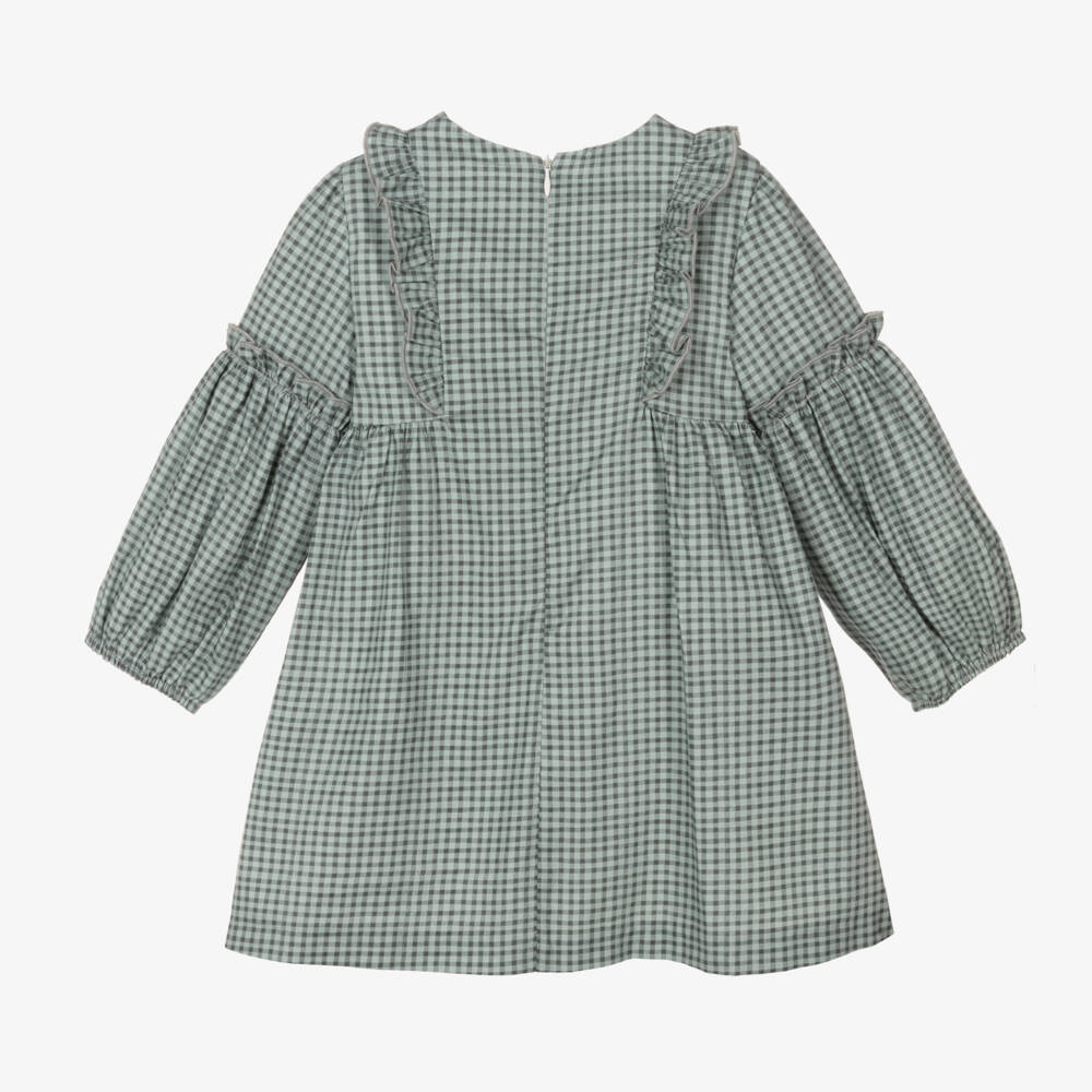 PAZ Rodríguez-Girls Checkered Green Cotton Dress | Childrensalon Outlet