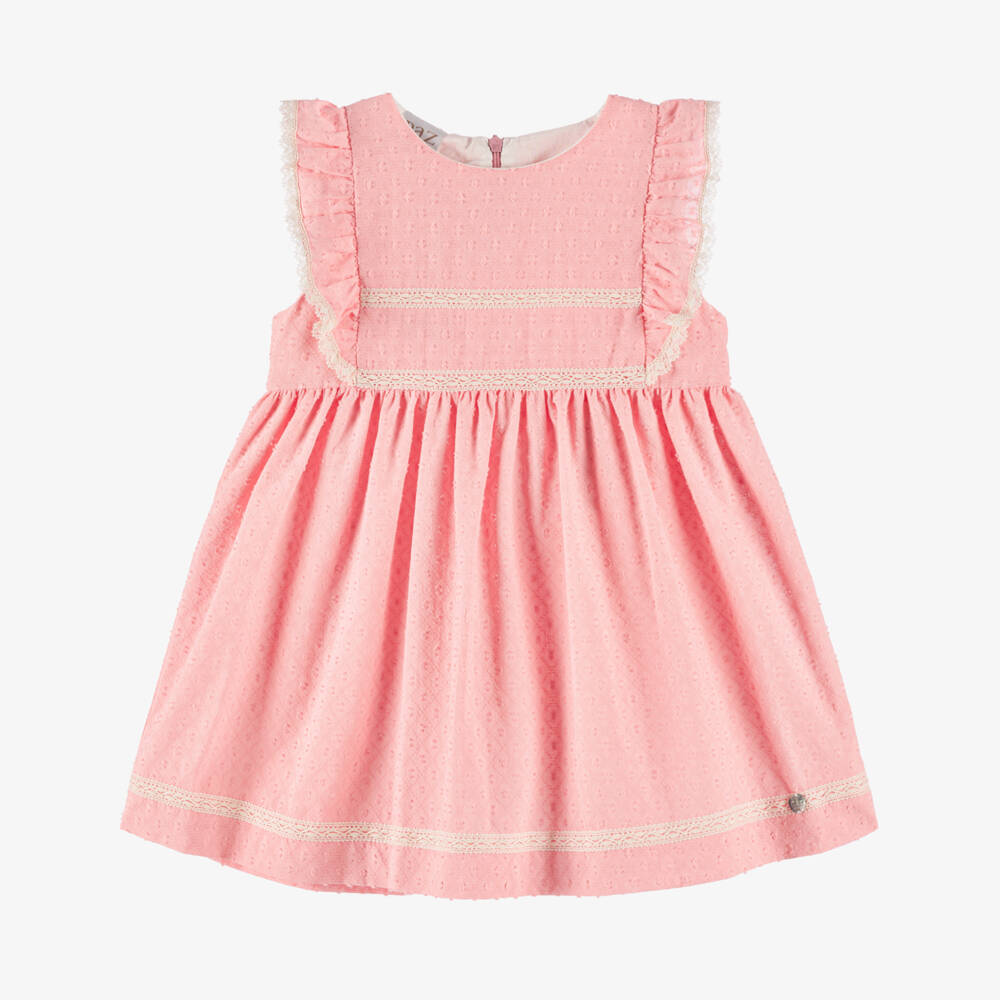 PAZ Rodríguez-Girls Coral Lace-Accented Cotton Dress | Childrensalon Outlet