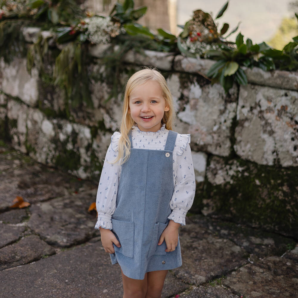 PAZ Rodríguez-Girls Corduroy Blue Pinafore Dress | Childrensalon Outlet