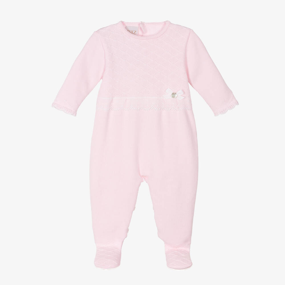 PAZ Rodríguez-Girls Cotton Knit Pink Romper | Childrensalon Outlet